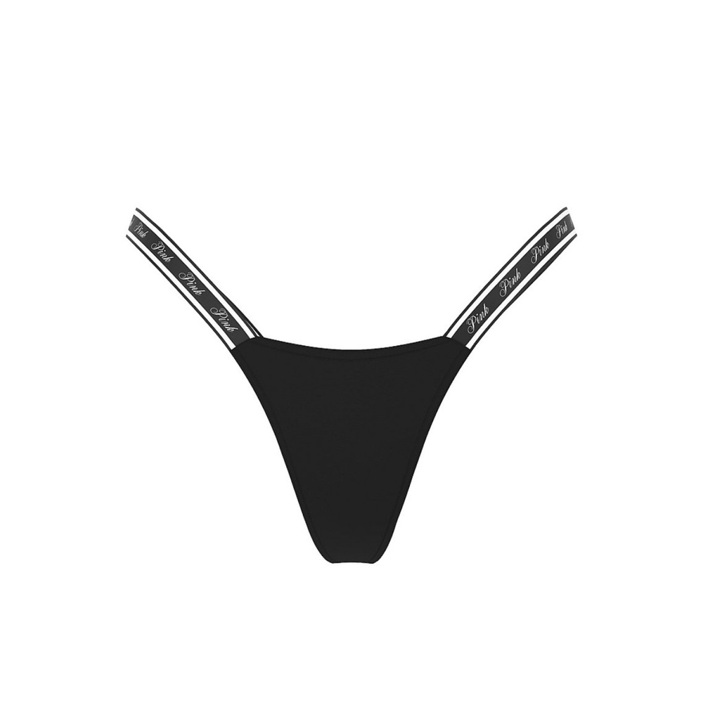 Pink Victoria’s Secret Thong Smooth in Limited Edition Black Script Diamante